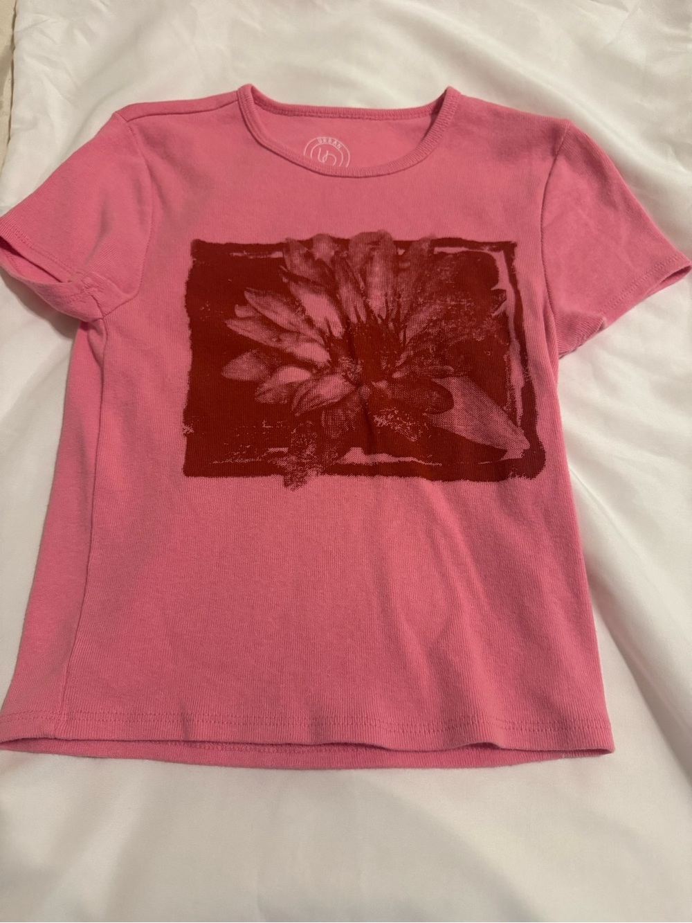 Urban Outfitters Pink Tee with Red Flower Graphic